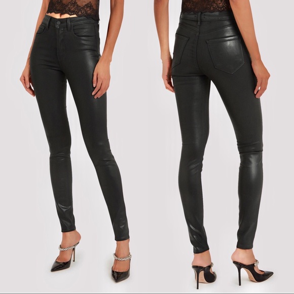 L’AGENCE Marguerite High Rise Skinny Jeans in Black Coated - Picture 8 of 8
